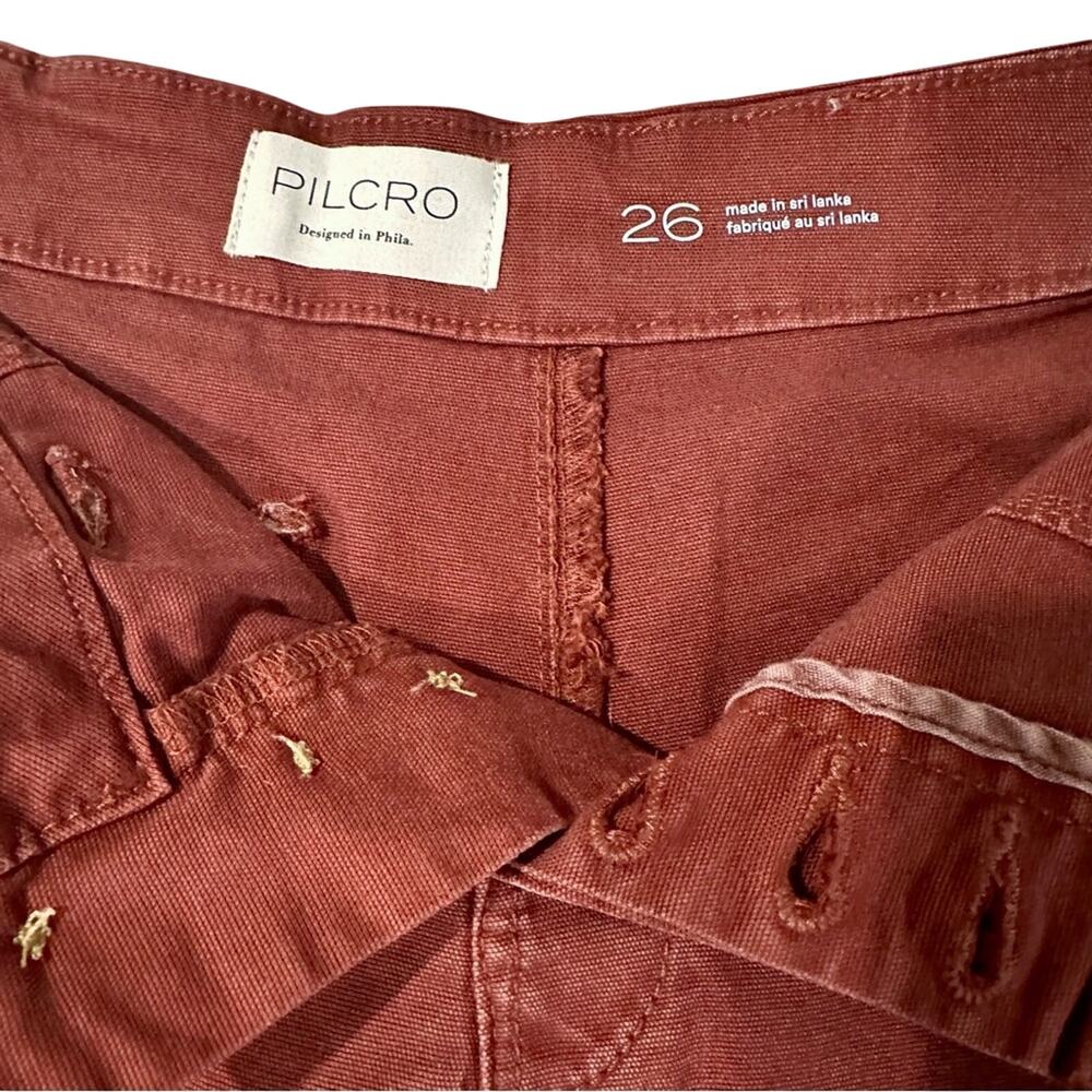 Anthropologie Rust Red Belted Cotton Jean Shorts - Picture 7 of 9